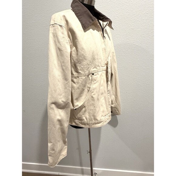 ZARA Men Paint Splatter Denim Jacket Contrast Collar Medium Oyster White - Picture 9 of 16